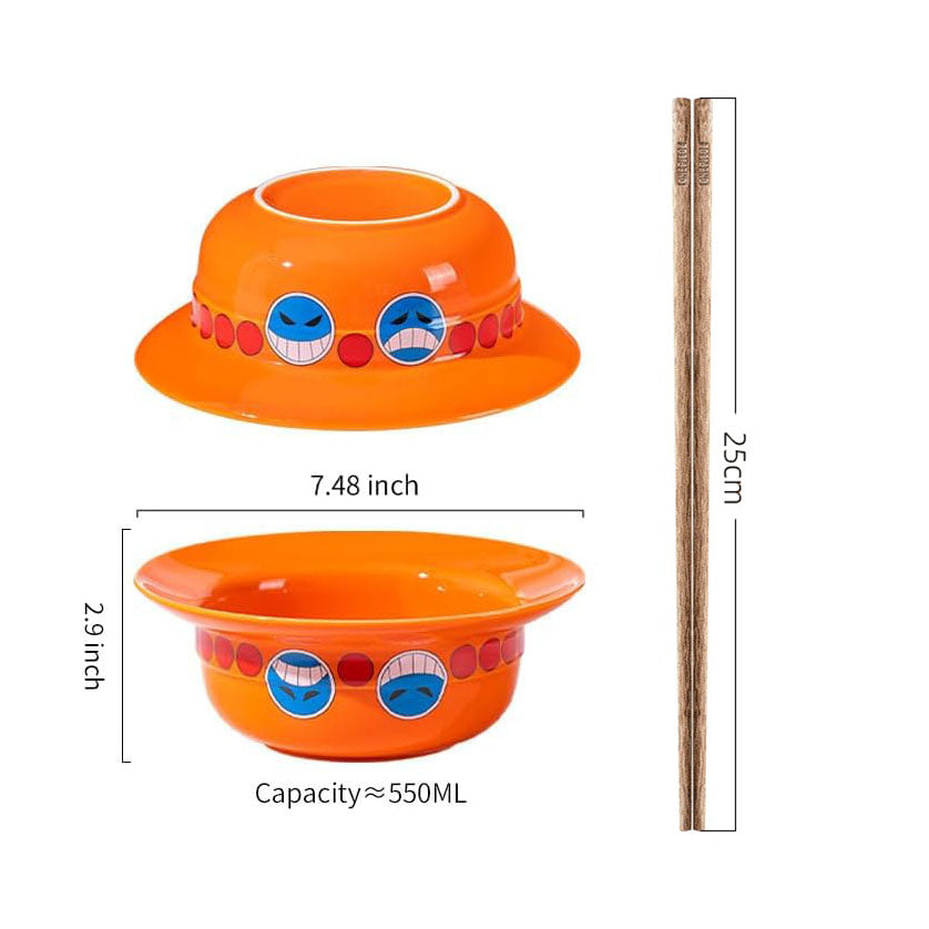 Luffy/Ace/Sabo role logo lovely cartoon interesting straw hat bowl