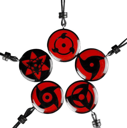 Hand-carved natural sandalwood Sharingan Necklace pendant set