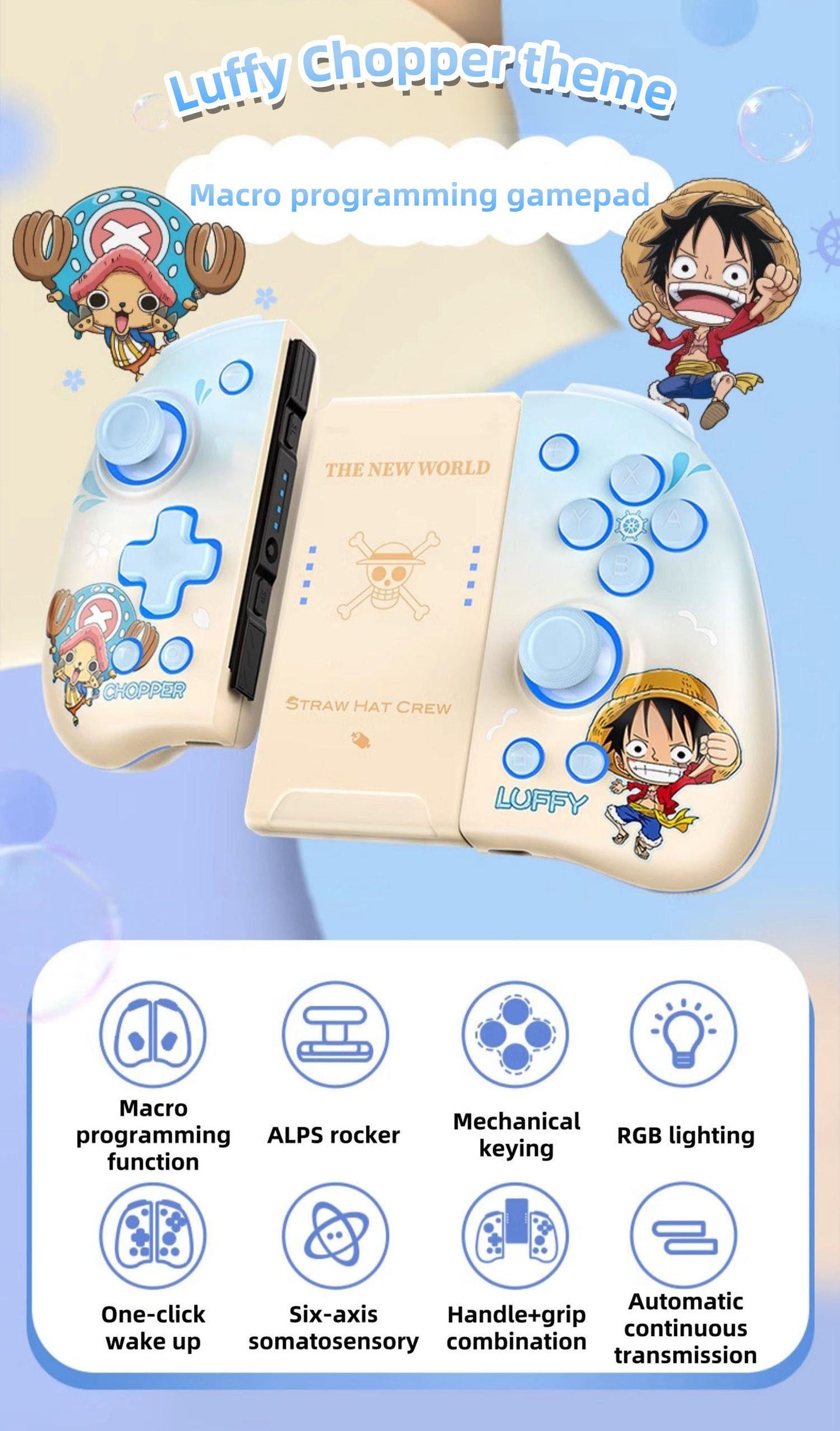 Luffy/Chopper gamepad with adjustable lights wireless Bluetooth left and right hand controllers