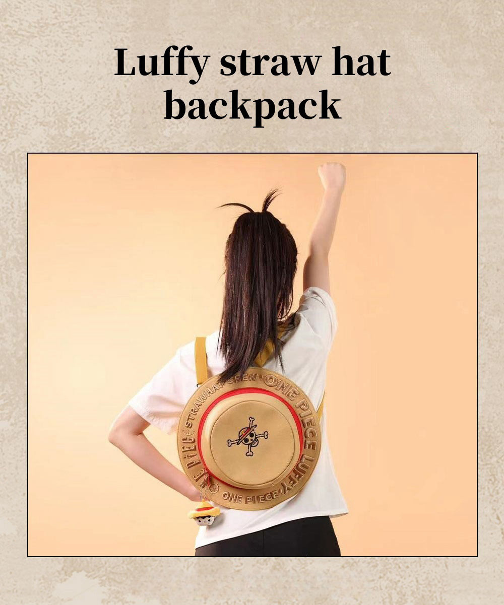 Luffy straw hat shape backpack, full of personality, large capacity, carrying adventure dreams