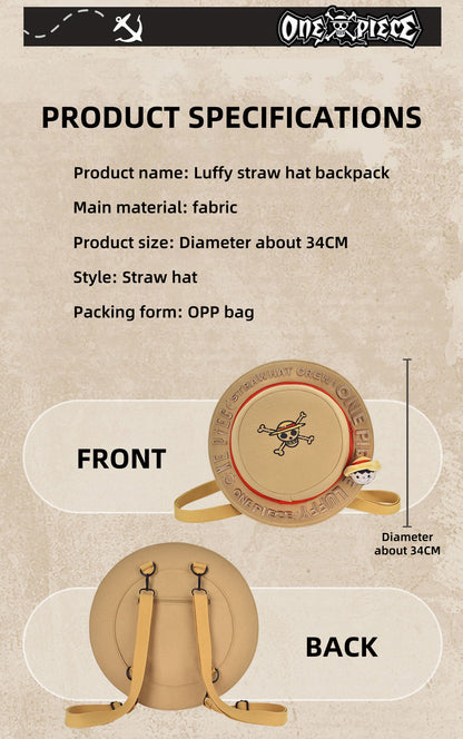 Luffy straw hat shape backpack, full of personality, large capacity, carrying adventure dreams