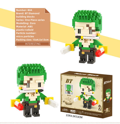 Luffy/Zoro/Sanji Character model building block assembly toy