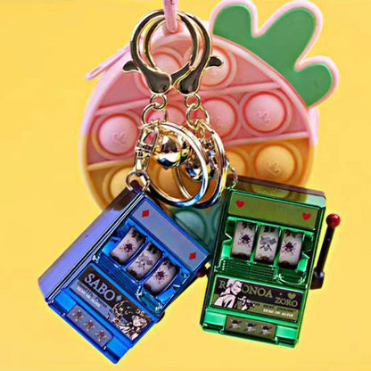 Luffy/Zoro Keychain Rocker Fruit Machine pendant pop-up book Rocker