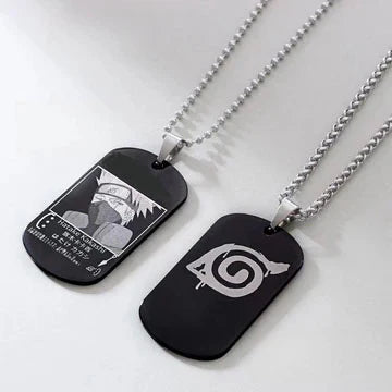 Uzumaki/Sasuke/Kakashi Ninja series handsome necklace with black finish.