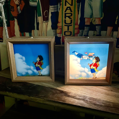 Luffy/Ace Luminous solid wood decorative painting small night light picture frame painting decoration