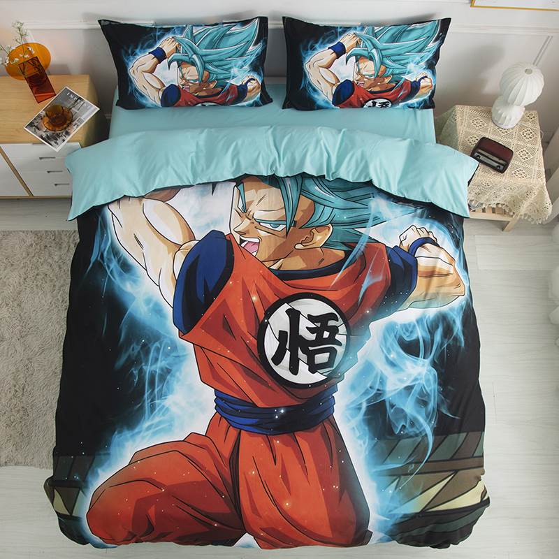 Son Goku role printing handsome cartoon Pure cotton bedding three-piece set