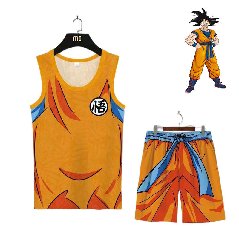 Son Goku Shorts Casual suit Summer beach vest large size loose trend shorts