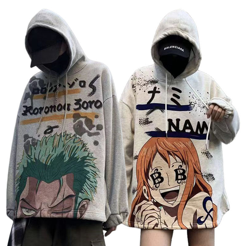 Zoro/Nami character modeling handsome cool cartoon Couples Hoodie