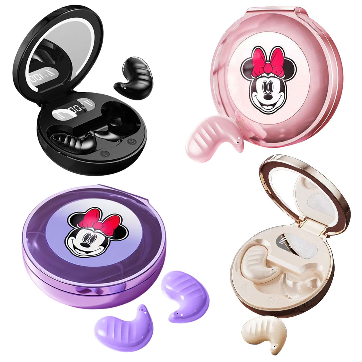 Mickey/Minnie Bluetooth Wireless Sleep Headphones, Soft and Comfortable, Sleep Aid Noise Reduction, Enjoy Tranquil Dreams, Portable Lighted Makeup Mirror