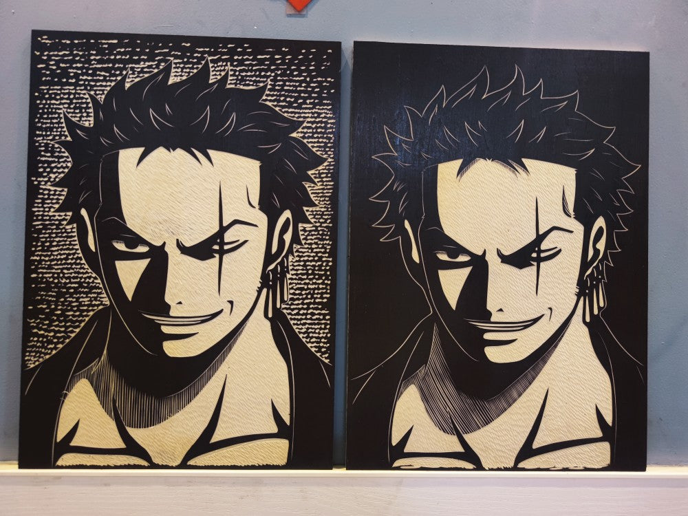 Roronoa Zoro figures carved wood paintings