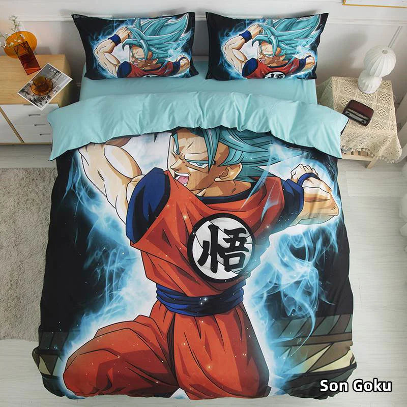 Son Goku role printing handsome cartoon Pure cotton bedding three-piece set