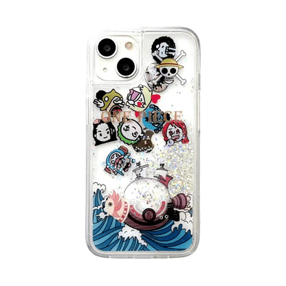 Luffy/Zoro/Ace iPhone Liquid Quicksand collision avoidance case