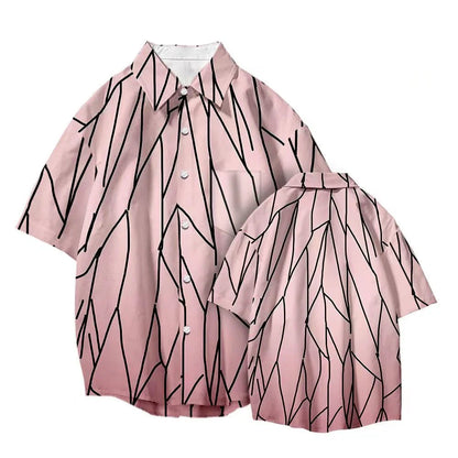 Tanjirou/Nezuko Shirt Summer new loose shirt COS printed shirt Youth casual trend all-matching shirt