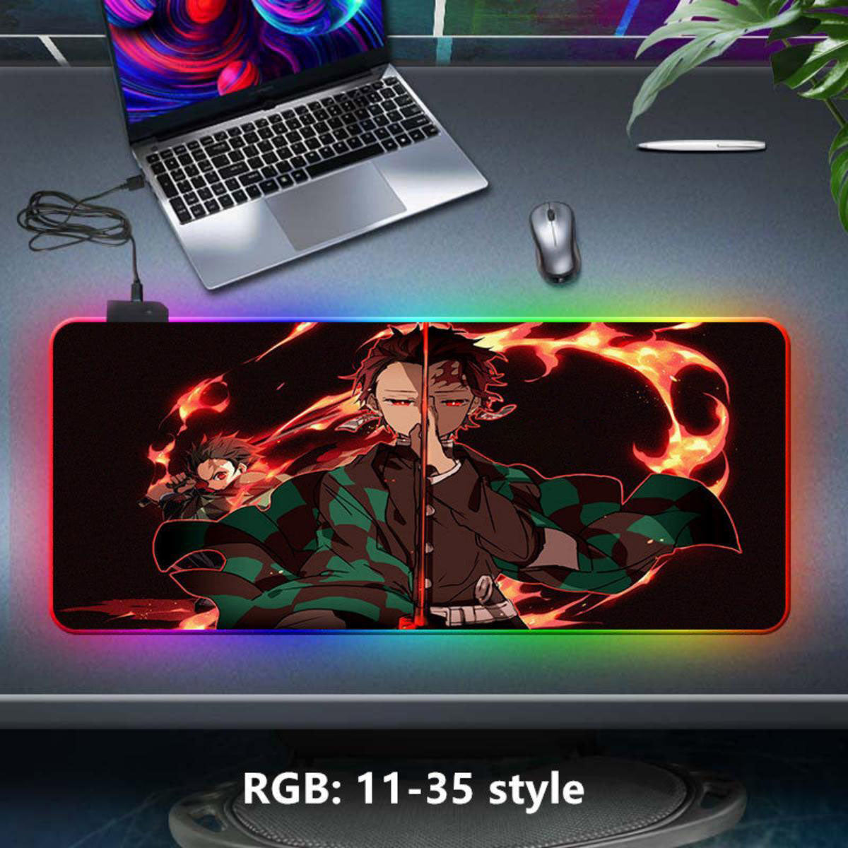 Kamado Tanjirou seven color light color change thickened LED light keyboard pad