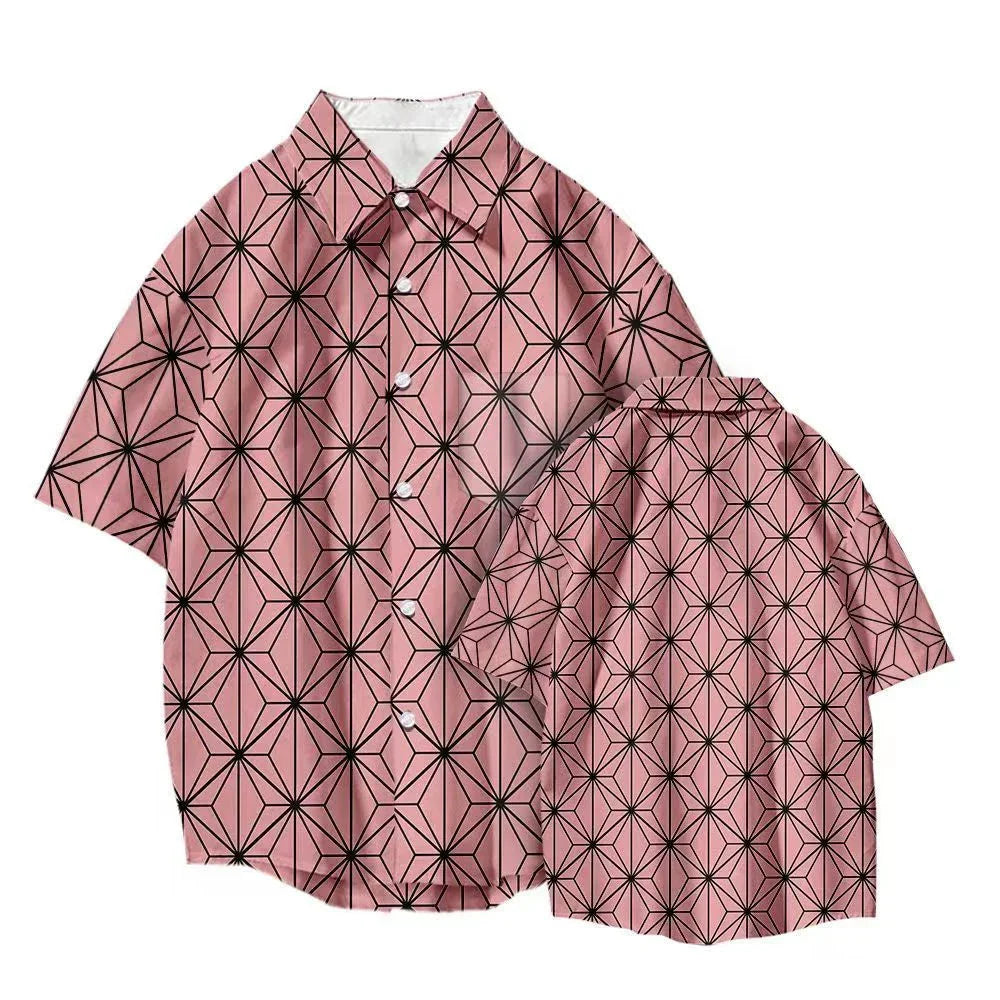 Tanjirou/Nezuko Shirt Summer new loose shirt COS printed shirt Youth casual trend all-matching shirt