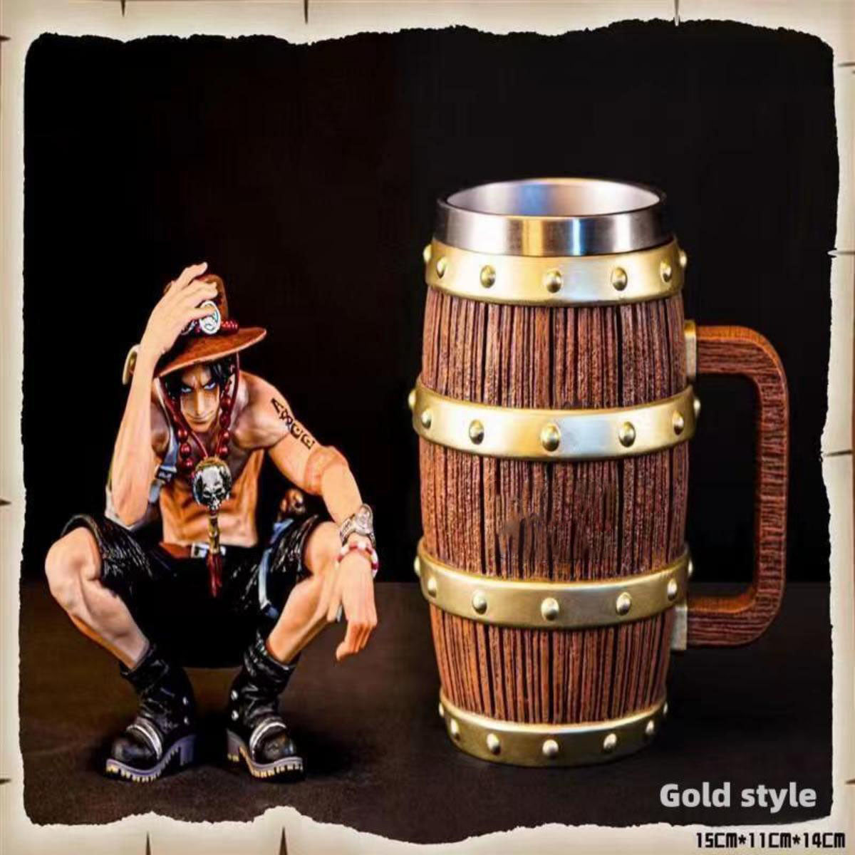 Luffy Oak barrel thermos cup