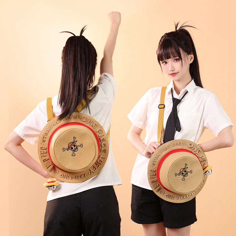 Luffy straw hat shape backpack, full of personality, large capacity, carrying adventure dreams