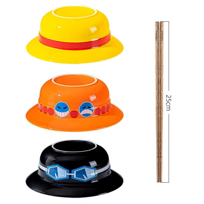 Luffy/Ace/Sabo role logo lovely cartoon interesting straw hat bowl