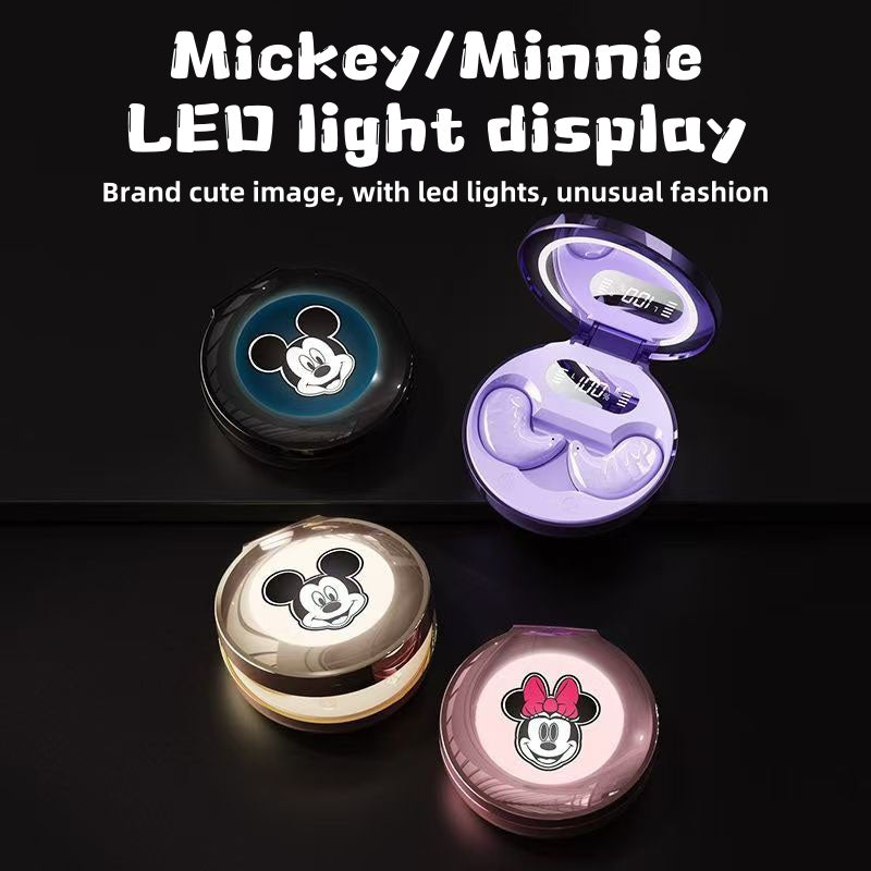 Mickey/Minnie Bluetooth Wireless Sleep Headphones, Soft and Comfortable, Sleep Aid Noise Reduction, Enjoy Tranquil Dreams, Portable Lighted Makeup Mirror