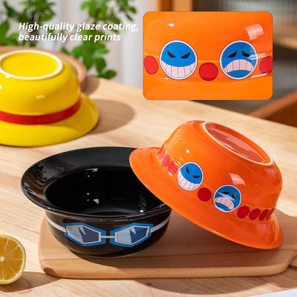 Luffy/Ace/Sabo role logo lovely cartoon interesting straw hat bowl