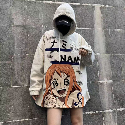 Zoro/Nami character modeling handsome cool cartoon Couples Hoodie