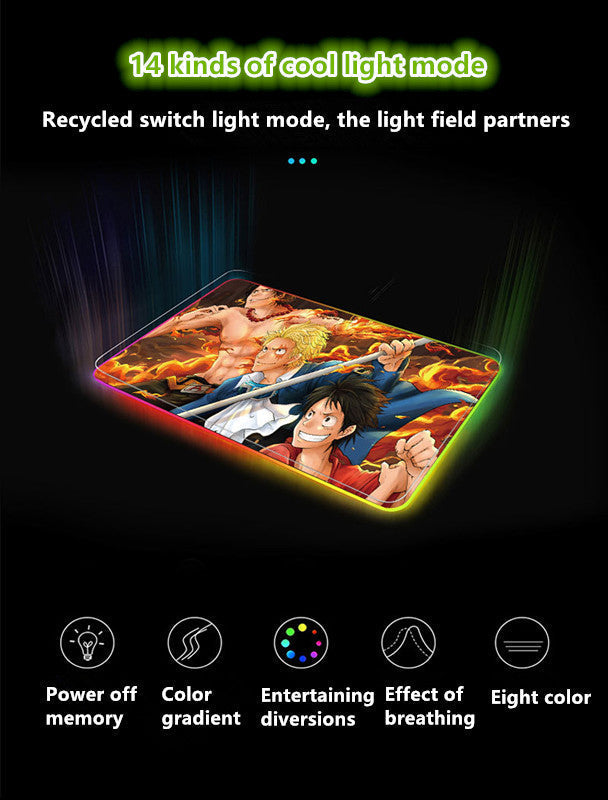 Luffy Cool LED Color Changing Thickened Mouse Pad with Seven Colors