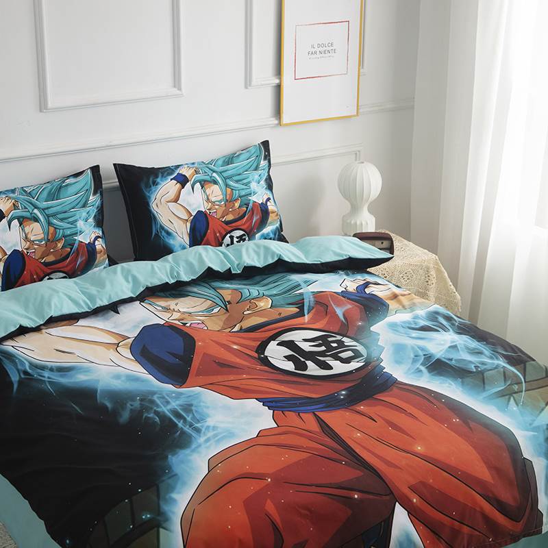 Son Goku role printing handsome cartoon Pure cotton bedding three-piece set