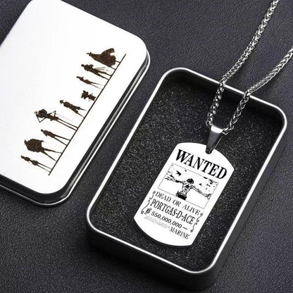 Ace Figure Engraved Metal Necklace