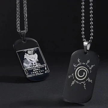 Uzumaki/Sasuke/Kakashi Ninja series handsome necklace with black finish.