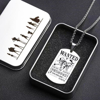 Ace Figure Engraved Metal Necklace