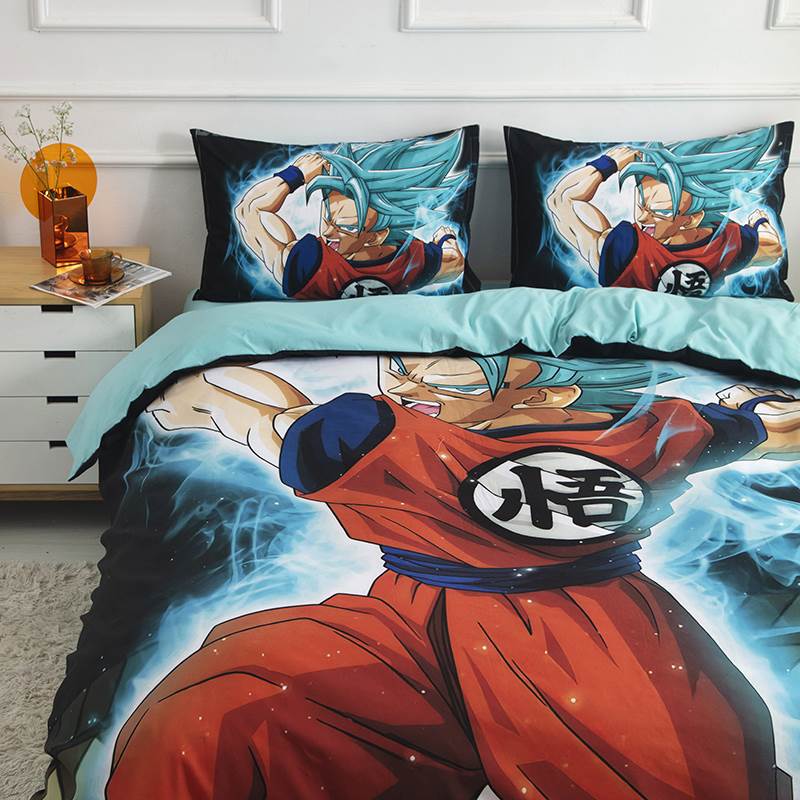 Son Goku role printing handsome cartoon Pure cotton bedding three-piece set