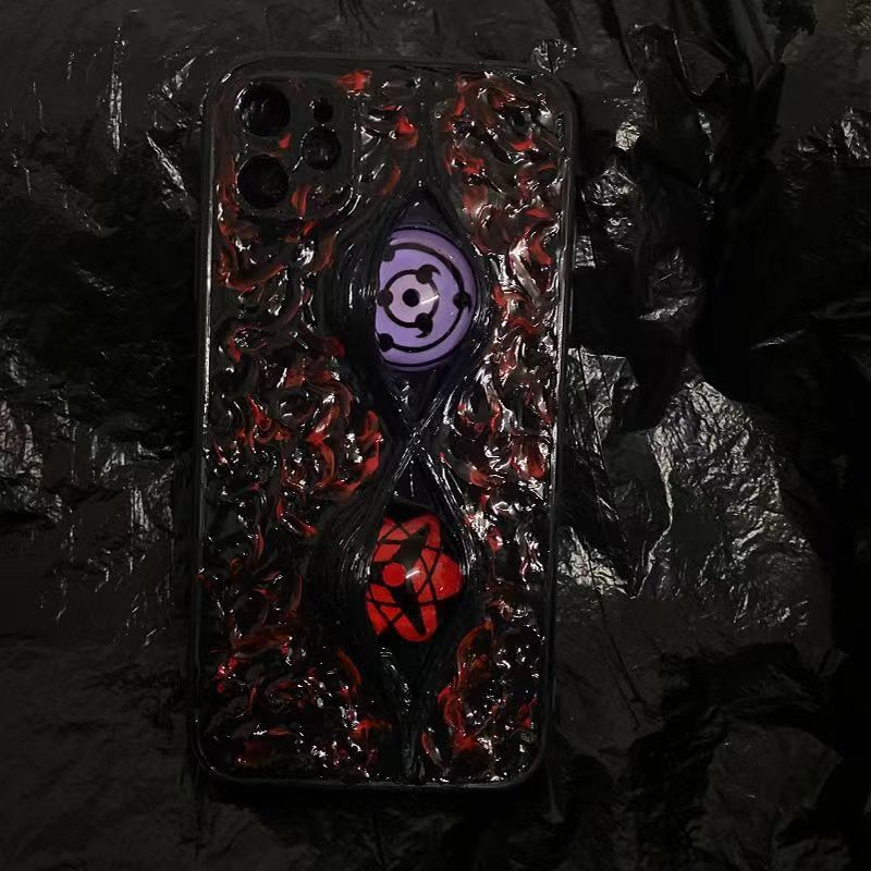 Sasuke Sharingan pure handmade mobile phone case Apple Trend Silicone Anti-collision phone case