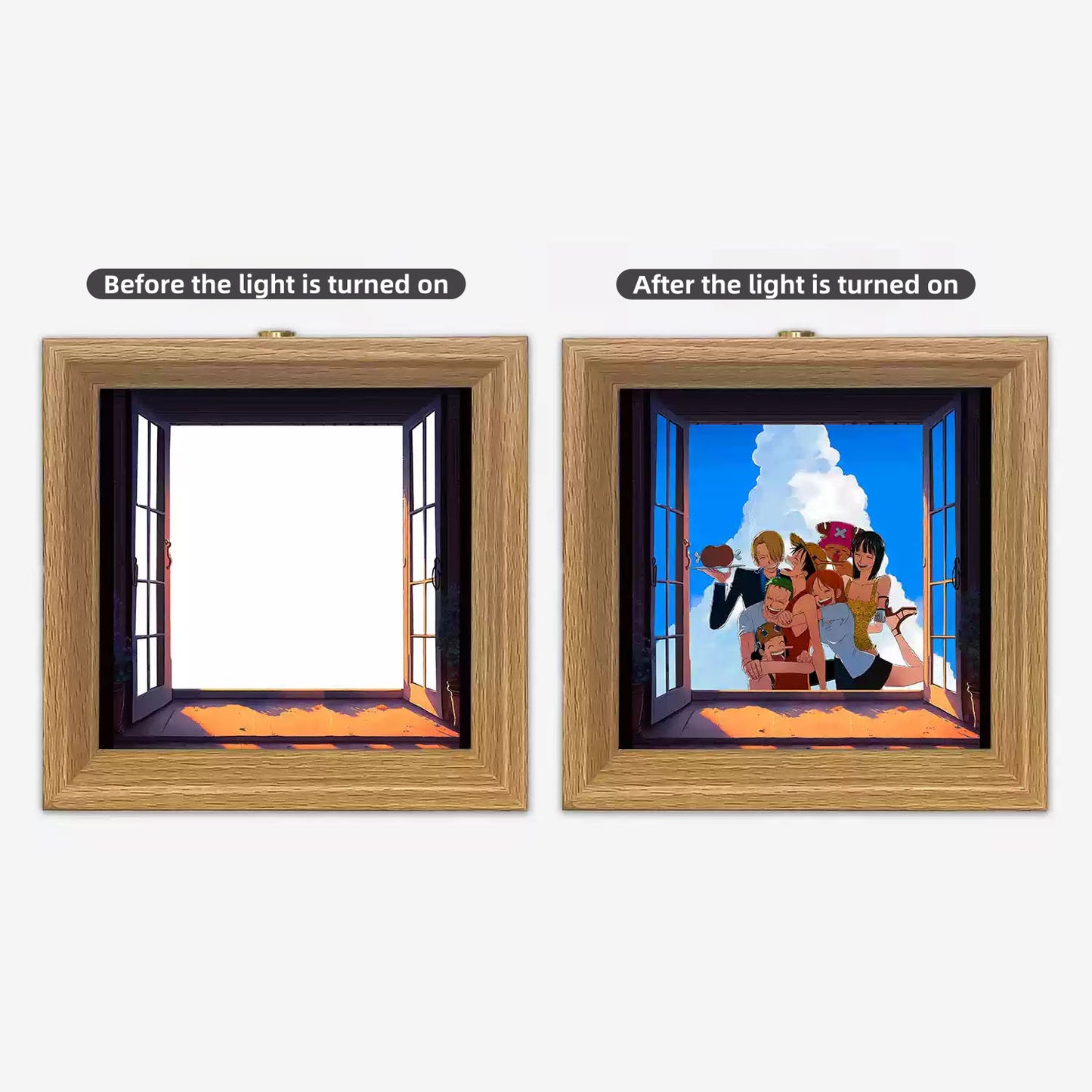 Luffy/Ace Luminous solid wood decorative painting small night light picture frame painting decoration