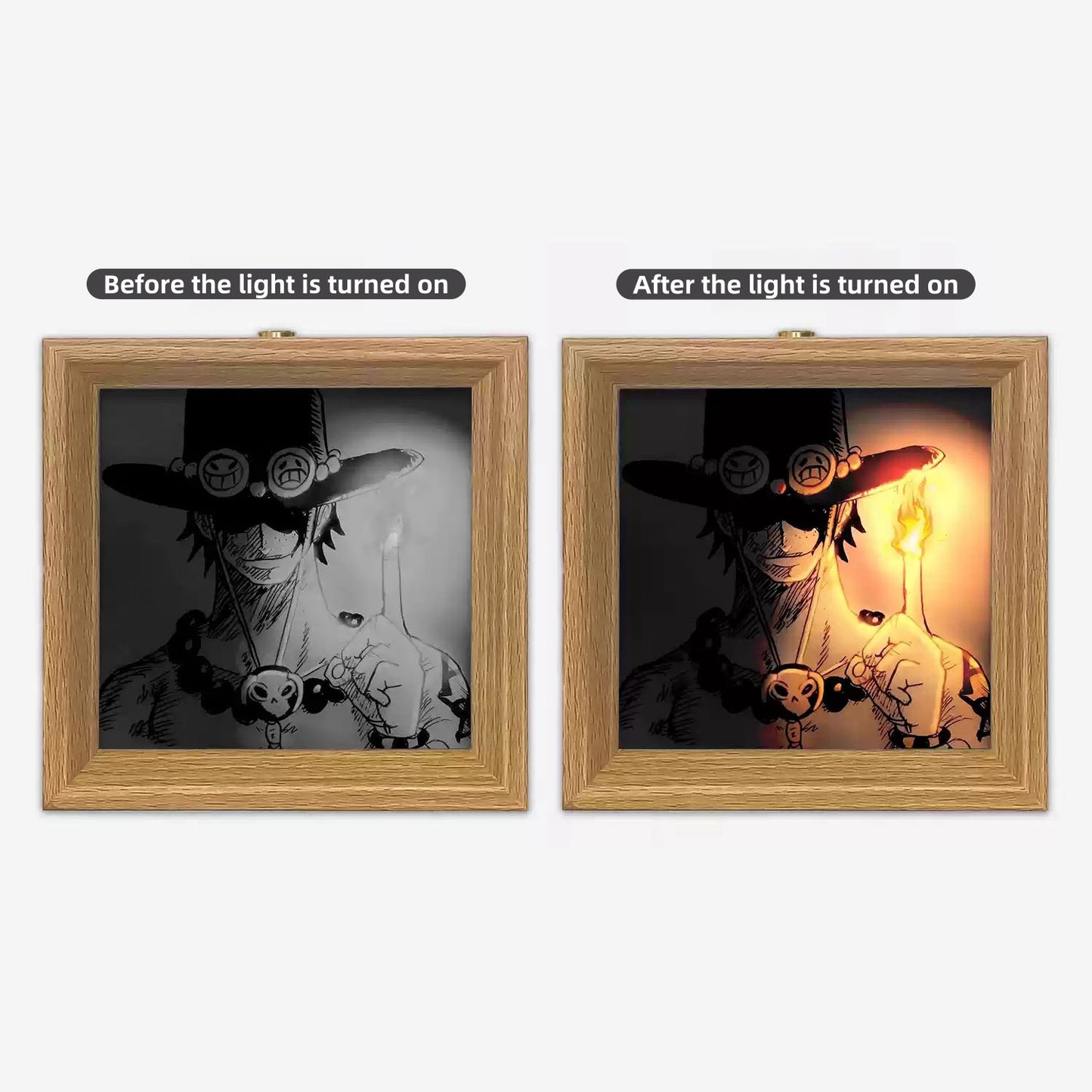 Luffy/Ace Luminous solid wood decorative painting small night light picture frame painting decoration