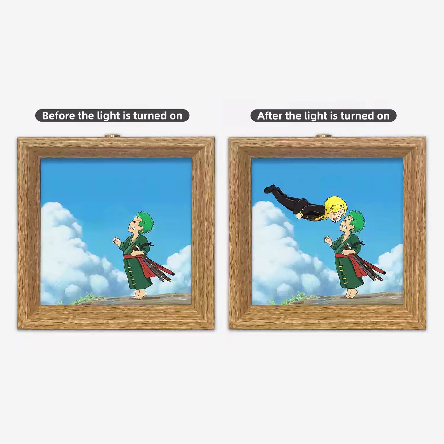 Luffy/Ace Luminous solid wood decorative painting small night light picture frame painting decoration